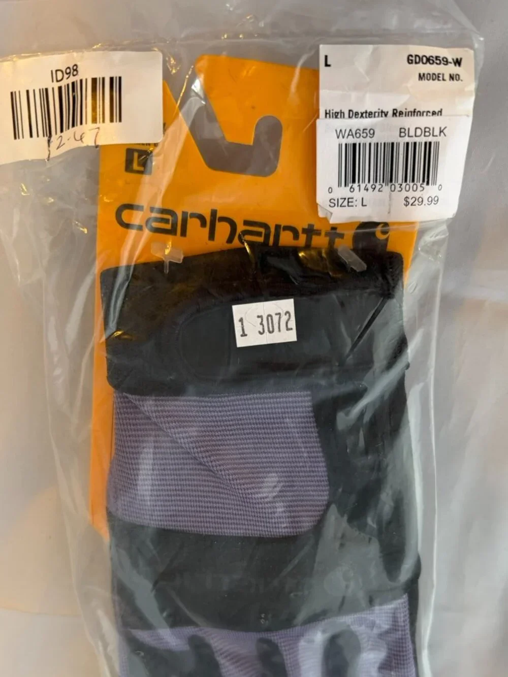 Carhartt  Women's High Dexterity Dex ll Secure Cuff Glove  Size Large, Black NWT